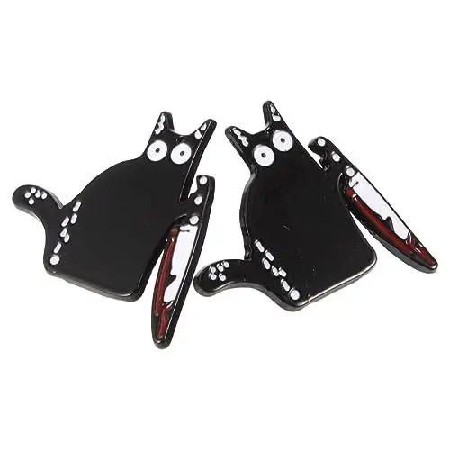 Produktbild: HAPINARY 2st Katzenmesser-brosche Neuheit Brosche Katze-emaille-pin Tierabzeichen Halloween-anstecknadel Tierbrosche Katzenstift Halloween-revers Tiernadeln Cartoon-brosche