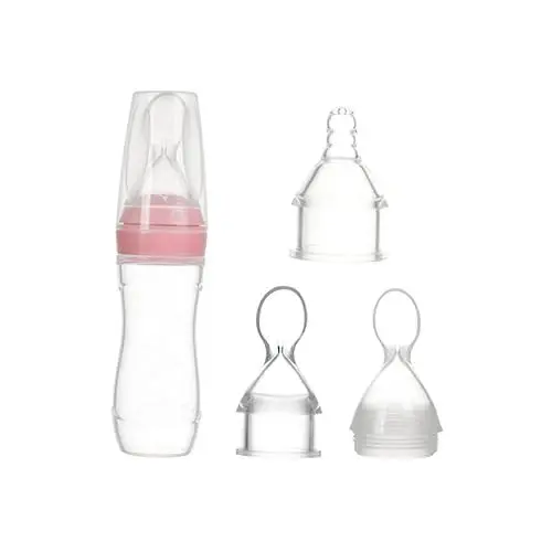 Produktbild: HAPINARY 3St Babyflasche mit Silikonlöffel Ergonomisches Design Babyflasche babynahrungszubereiter Babyflaschen für Neugeborene Stillflaschen Silikon weicher Löffel Lebensmittel Reis Kind