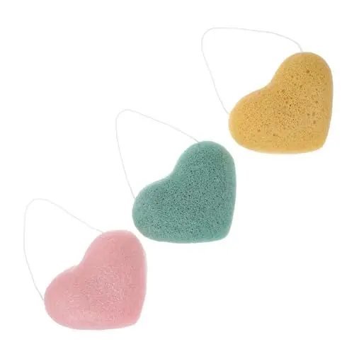 Produktbild: HAPINARY 3 Stück Herzförmige Gesichtsreinigungspads Zum Entfernen Von Make-up Schwammquaste Für Gesichtspeeling-reinigungszubehör
