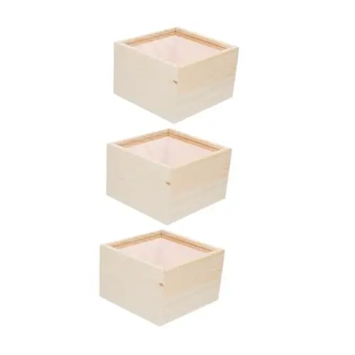 Produktbild: HAPINARY 3 Teilige Box Aufbewahrungsbox Mit Herausziehbarem Deckel Unvollendete Vitrine Schmuckschatulle Keksdosen Leckereienboxen Rezepttruhe Rahmen Aufbewahrungsbehälter