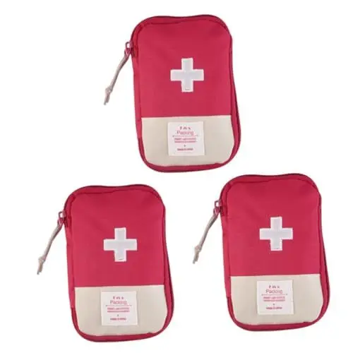 Produktbild: HAPINARY 3st Erste-hilfe-tasche Reise-organizer-taschen Leere Tasche Tragbar Medizin Mini Liefern Beutel Pakete Notfall Mikro Auto Handtasche Aufbewahrungstasche Medikamententasche Rot