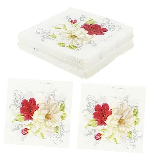 Produktbild: HAPINARY Servietten Mit Blumendruck 40er-pack Für Hochzeiten Partys Abendessen Abschlussfeiern
