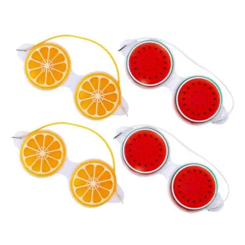Produktbild: HAPINARY 4 Stück Augenbinde migräne migrämü Augenpflegeprodukte geschenke lidschatten Obst Entspannungs-Augenklappe schlafende Augenklappe für den Heimgebrauch Kosmetik Augenmaske Gel PVC