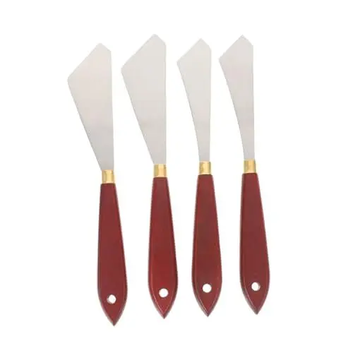 Produktbild: HAPINARY 4 Stück Geformtes Ölmalmesser Farbrührschaufeln Schaber Für Kunstmalerei Ziehspatel Malerschaber Acryl Malerei Farbspachtel Schaber Für Farbwannen Ziehschaber Holz