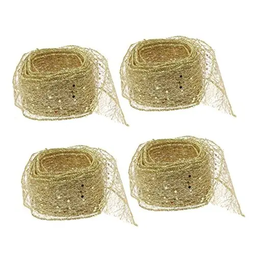 Produktbild: HAPINARY 4 Stücke 2m Weihnachten Indoor Decor Verdrahtete Band Gold Bögen Dekorationen Für Verpackung