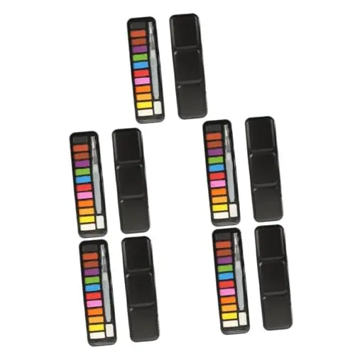 Produktbild: HAPINARY 5 Kisten Gouache-farbset Wurfset Aquarelle Für Erwachsene Leinwandfarbe Set Mit Wasserfarbenpigmenten Malen Für Malerei Versorgung DIY-malset Malutensilien Schwamm Black