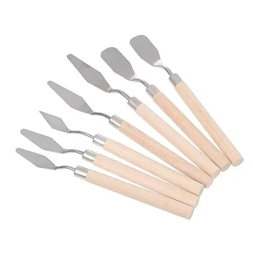 Produktbild: HAPINARY 7st Kunstschaber Schaufel Schminkkasten Spachtel Zum Malen Flexible Spachtel Malmesser Malen Kunst Spachtel Holzmalspachtel Schüler Malen Werkzeug Student Spatel Edelstahl Pigment