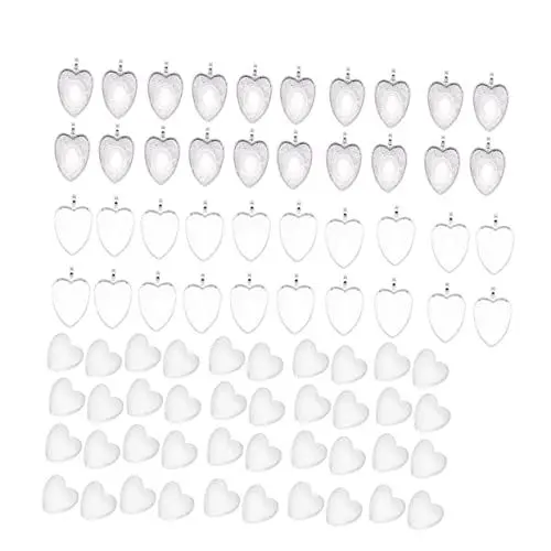 Produktbild: HAPINARY 80 Stück Herzförmige Anhängerschalen Aus Legierung Glaskuppelfliesen 25 Mm Schmuckherstellungsset Charms Für Schmuck