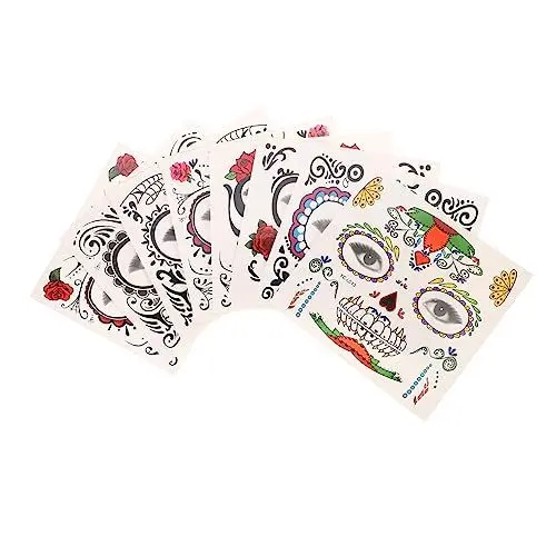 Produktbild: HAPINARY Maskerade-aufkleber 8 Blätter Gesichtsaufkleber Für Halloween Cosplay Tag Der Toten Sofortiger Make-up-look