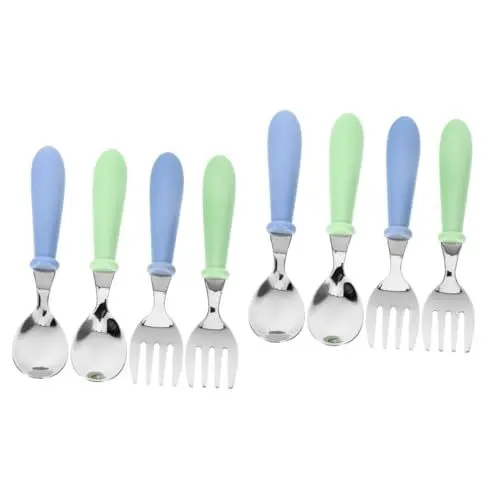Produktbild: HAPINARY 8 Stk Edelstahl Löffel Gabeln Für Kleinkinder Babylöffel Und -gabeln Kleinkinderutensilien Aus Metall Trainingsgeschirr Für Babys Esslöffel Babynahrung Edelstahl 304