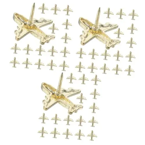Produktbild: HAPINARY 90 STK Reißzwecke Aus Metall Für Flugzeuge Wandnägel Reißzwecken Für Fotos Zeichnen Stecknadel Für Weltkarten Pinnwand-pins Neuheit Reißzwecken Reißzwecken Push-Tacks Golden