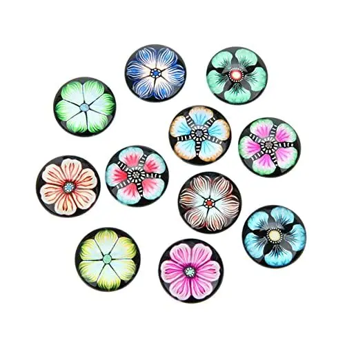 Produktbild: HAPINARY Blumen Edelsteine ​​glas Aufkleber Schmuck Zubehör Rund in Schwarz Für Halskette Handwerk