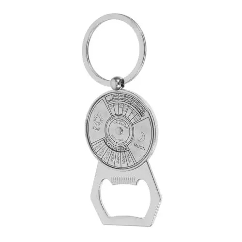 Produktbild: HAPINARY Kalender-schlüsselanhänger Weinflaschenöffner Bieröffner Mit Ewigem Kalender Flaschenöffner-schlüsselanhänger Schlüsselanhänger Flaschenöffner Silver Legierung