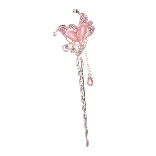 Produktbild: HAPINARY Vintage Blumenmuster Haarnadel Mit Quaste Rosa Glaslegierung Haarschmuck Für Frauen Geeignet Für Hochzeiten Und Besondere Anlässe