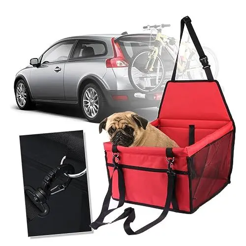 Produktbild: HAPINARY Autositz Haustiertasche Mesh Hundetasche Rot Dicke Stangen Atmungsaktive Haustier Reisetasche Welpen Sicher Kompatibel
