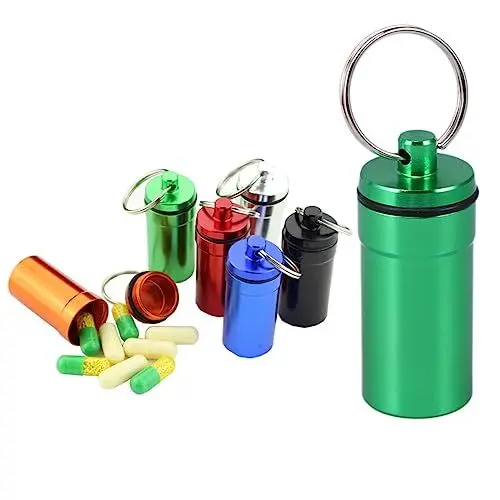 Produktbild: HAPINARY Medikamentenbox Behälter Reise Pillenbehälter Pillendose Mini Tragbare Pillendose Aluminiumgehäuse Outdoor Flasche Grün