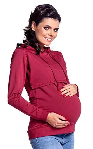 Produktbild: HAPPY MAMA Boutique Damen Umstands Still Jersey Sweatshirt Hoodie 272 (Purpur, 46, 3XL)