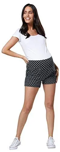 Produktbild: HAPPY MAMA Damen Mutterschaft Kurze Hose Jersey-Hosentaschen Seite 1027 (Graphit Melange mit Herzen, EU 38, M)