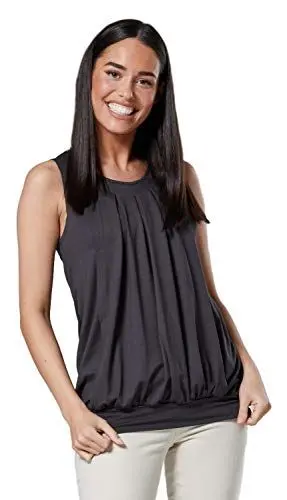 Produktbild: HAPPY MAMA. Damen Umstandsmoden Top Still T-Shirt Lagendesign Ärmellos. 096p (Graphit, 42-44, XL)