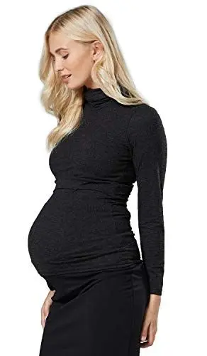 Produktbild: HAPPY MAMA Damen Umstands-und-Still Langarm-Pullover mit Rollkragen 1289 (Schwarz, 44, 2XL)