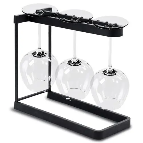 Produktbild: Happy Sinks Geschirrspüler Weinglashalterung - Schwarz - Hält 3 Weingläser - Tischaufbewahrung & Trocknen -Geschirrspülkorb Weinglas für Küche, Esszimmer, Bar - Gläserhalter für Geschirrspüler