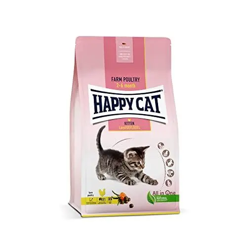 Produktbild: Happy Cat 70535 - Young Kitten Land Geflügel - Katzen-Trockenfutter für Katzen-Babys ab der 5. Lebenswoche - 1,3 kg Inhalt