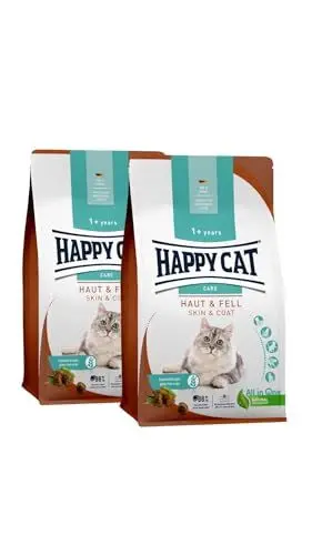 Produktbild: Happy Cat - Care Haut & Fell M - Trockenfutter für hautsensible Katzen & Kater 2x4 kg