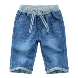 Produktbild: Happy Cherry Kinder Jeans Shorts Jungen mit Taschen Kurze Hose Bermuda Jeans mit Kordelzug Sommer Jeanshose Denim Shorts Stil 1 Alter geeignet für 4-5 Jahre alt