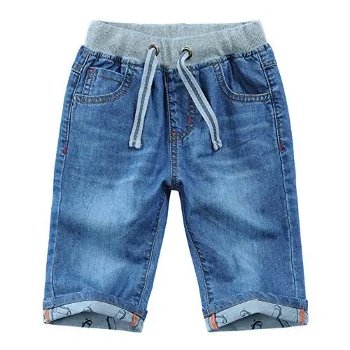 Produktbild: Happy Cherry Kinder Jeans Shorts Jungen mit Taschen Kurze Hose Bermuda Jeans mit Kordelzug Sommer Jeanshose Denim Shorts Stil 1 Alter geeignet für 4-5 Jahre alt