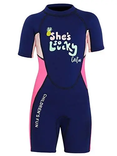 Produktbild: Happy Cherry - Neoprenanzug Kinder Kurz Junge Mädchen Einteiliger Taucheranzug für Surfen Tauchen Schwimmen Neopren Anti-UV Sommer für Strand Watsport - 8-9 Jahre