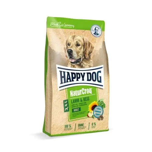 Produktbild: Happy Dog 60526 – NaturCroq Lamm & Reis – Trockenfutter mit heimischen Kräutern für ausgewachsene Hunde – 15 kg Inhalt