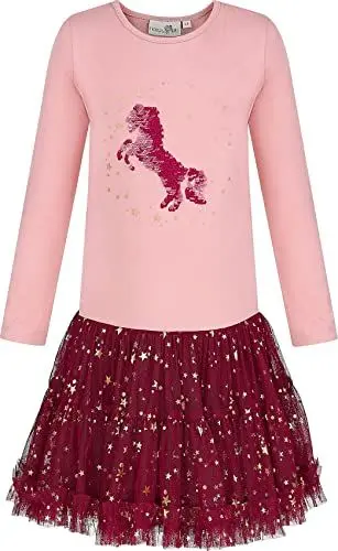 Produktbild: Happy Girls® Mädchen Kleid Tüll-Rock Einhorn, Größe:152, Präzise Farbe:Beere