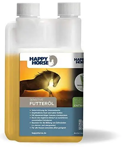 Produktbild: Happy Horse Sensitive Futteröl 500 ml - Einzigartige & Exklusive Ölmischung für Fellwechsel, Stoffwechselproblemen UVM. Nur 15 ml täglich!