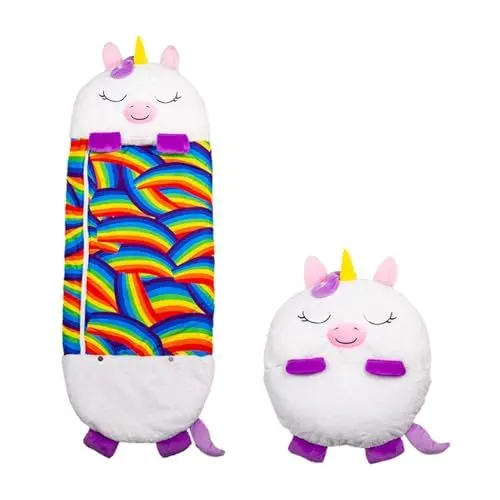Produktbild: Mediashop Happy Nappers Einhorn weiß groß, zum Spielen, Kuscheln, Schlafen, flauschiger Kinderschlafsack, 4 verschiedene Designs, das Original aus dem Fernsehen