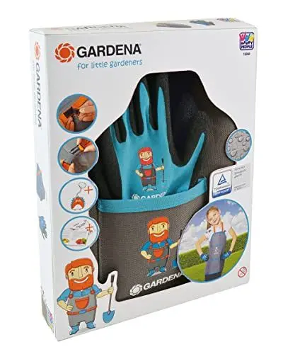 Produktbild: Happy People 16868 - Gardena Garten-Set für Kinder mit einer Schürze für die Gartenarbeit, 1 Paar Handschuhen gegen Schmutz und Wasser, Igel Schlüsselanhänger und Gartenbroschüren