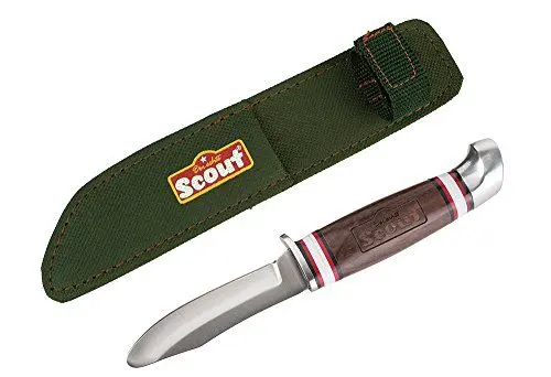 Produktbild: Happy People 19337 - SCOUT robustes Schnitzmesser für Kinder mit Tasche, ideales Outdoor Taschenmesser zum schnitzen, Kindermesser mit ergonomischen Griff