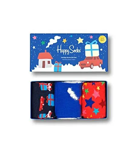 Produktbild: Happy Socks 3-Pack Kids Holiday Socks Set, farbenfrohe und fröhliche, Socken für Männer und Frauen, Blau-Weiß-Rot (0-12M)