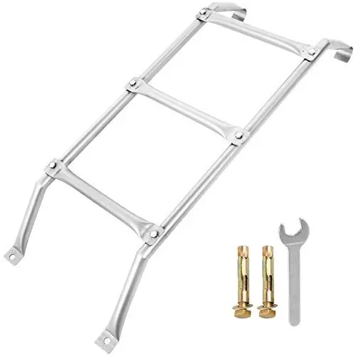 Produktbild: Happybuy 104 x 38 cm Dachbodenleitern Treppenleiter für Kelle 3 Stufen Silber, Fluchtleiter Sicherheitsleiter Tragfähigkeit 136kg Edelstahl Eingangsgeländer Formschön