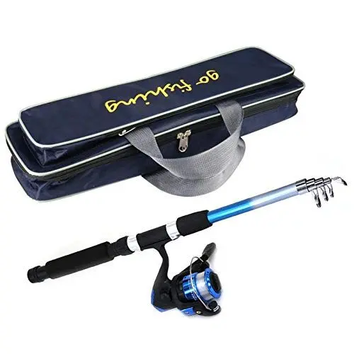 Produktbild: happygirr Angelrute Teleskoprute für Kinder Fishing Rod 1,8m Meer Angelrute Komplettes Spinnen Angelspulen mit wasserdichte Angelausrüstungstasche für Anfänger