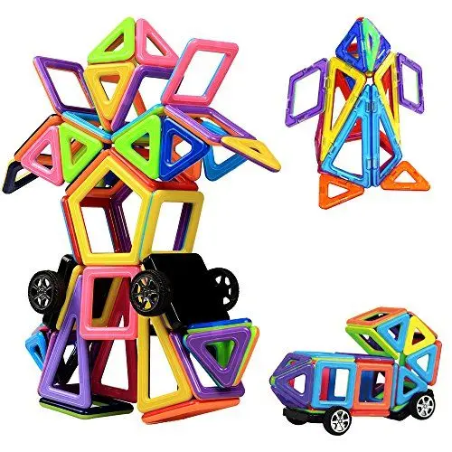 Produktbild: HappyGoo Magnetische Bausteine - 76tlg Magnete Kinder - Magnetspiele für Kinder ab 3 4 5 6 7 8 Jahre - Magnetbausteine Puzzle-Geschenk für Jungen und Mädchen