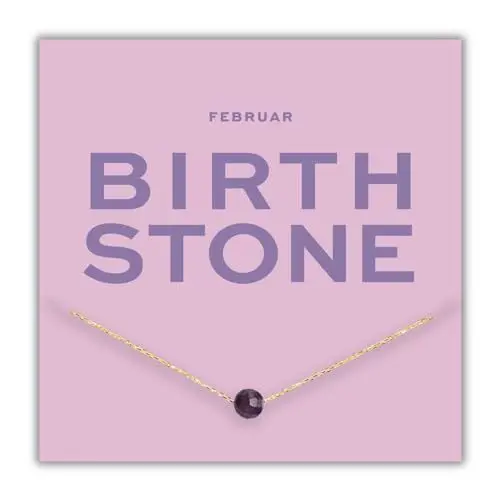 Produktbild: happymaker - Geburtsstein Wassermann Kette, vergoldete Silberkette 925 mit Amethyst, echter Edelstein für Sternzeichen Wassermann Februar, handgefertigt und größenverstellbar, Geschenkverpackung