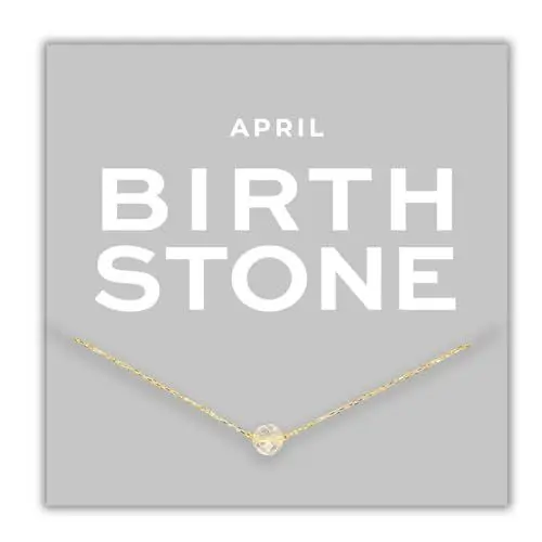 Produktbild: happymaker - Halskette Damen Silber 925, vergoldete Silberkette mit Geburtsstein April, echter weisser Edelstein Topas für Sternzeichen Widder, handgefertigt und größenverstellbar, Geschenkverpackung
