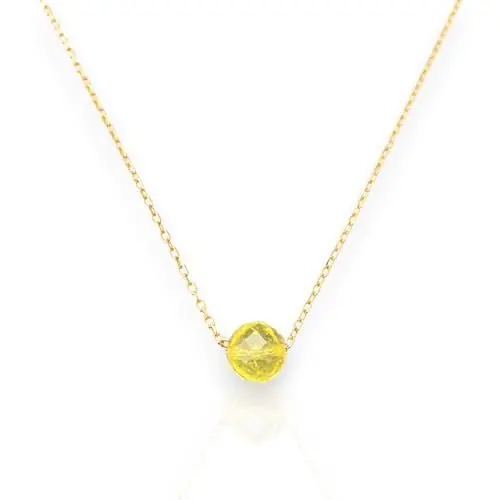 Produktbild: happymaker - Halskette Damen Silber 925, vergoldete Silberkette mit Geburtsstein Citrin, echter Edelstein für Sternzeichen Skorpion November, Kette Gold, handgefertigt und größenverstellbar