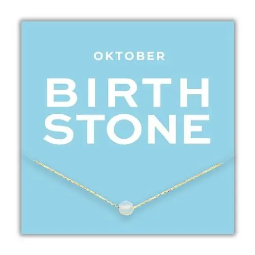 Produktbild: happymaker - Halskette Damen Silber 925, vergoldete Silberkette mit Geburtsstein Oktober weisser Opal, Edelstein für Sternzeichen Waage, handgefertigt und größenverstellbar, Geschenkverpackung