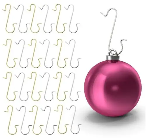 Produktbild: happymas 200x Haken Weihnachtsbaum - Kugelaufhänger Baumhaken Weihnachtsbaumhaken in Gold und Silber: S-förmige Aufhänger für Christbaumkugeln und Weihnachten Weihnachtskugeln