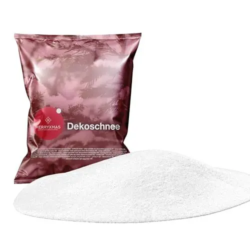 Produktbild: happymas Täuschend echter Kunstschnee, Schnee weich und fluffig - glitzernder Dekoschnee für Dekoration - Deko Streuschnee Weihnachten