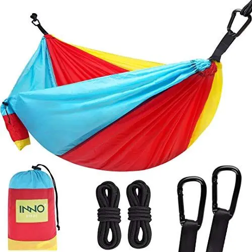 Produktbild: HappyPicnic Camping-Hängematte mit 2 Baumgurten, tragbare Hängematte, leichte Nylon-Hängematten für Rucksackreisen, Reisen, Wandern, Reisen, Strand, Hinterhof – 3 Farben