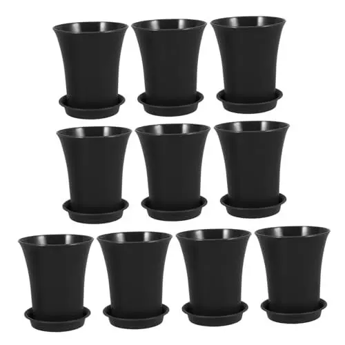 Produktbild: Happyyami Mehrzweck-blumentöpfe Aus Kunststoff Mit Untertassen 10er-Pack Für Die Gartenarbeit Mini Für Orchideenhalter 12 cm Durchmesser