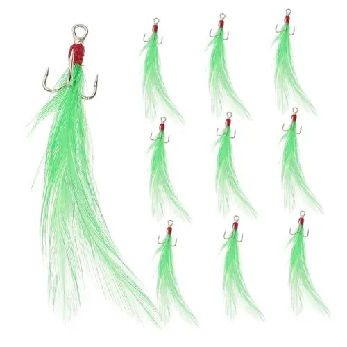 Produktbild: Happyyami 10stücke Tragbare Angelhaken Aus Metall Süßwasser Und -Angelhaken Angelankerhaken Drillingshaken Für Flüsse Seen Und Teiche