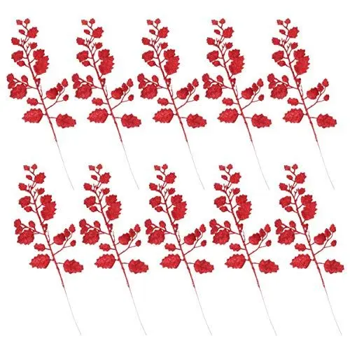 Produktbild: Happyyami 10st Simulierte Blätter Weihnachtsblätter Für Baum Weihnachtsstern Ornamente Blattgold-Glitter-Spray Weihnachtsblatt Pflücken Glitzerndes Lorbeerblatt Kranz Herbst
